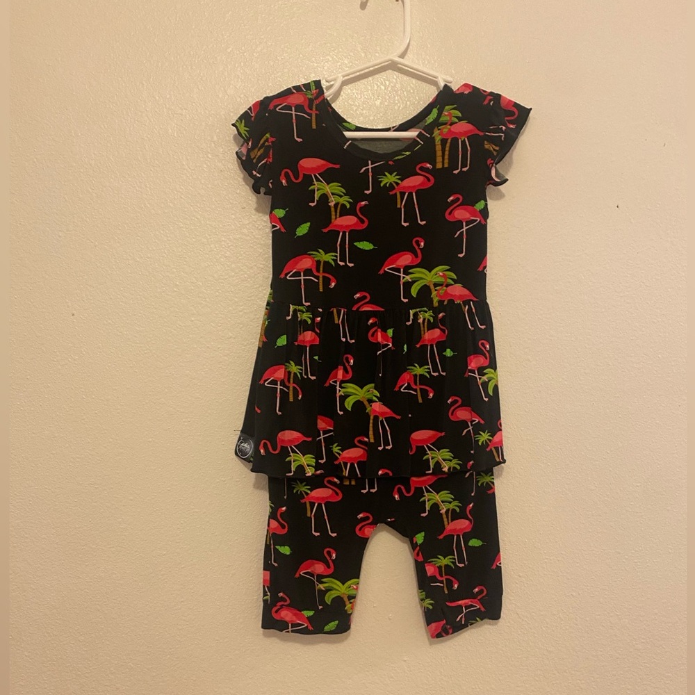 Ready Set Romper Flamingo bamboo